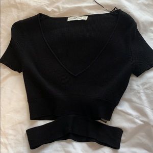 Zara Knit Crop Top with Slit